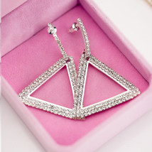 Exaggerated Geometry Triangle Copper Earrings Lady Temperament Personality Diamo - £7.84 GBP
