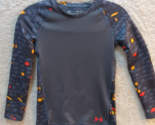 Under Armour boys girls coldgear youth Medium gray geometric print sleeves - £7.82 GBP