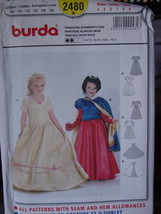 Sewing Pattern 2480 Princess Dress Costume Belle & Snow White w/Cape Size 4-9 - $6.99