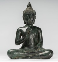 Buddha - Antik Khmer Stil Bronze Sitzender Teaching Buddha Statue - 32cm/33cm - £812.98 GBP