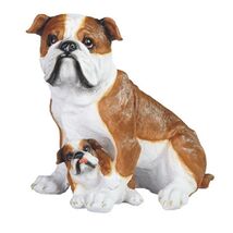 Bulldog with Puppy Figurine 11.5 inch - $35.62