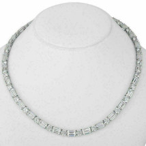 Ladies 20 Ct Emerald Round Simulated Diamond Necklace925 Silver Gold Plated - £190.40 GBP