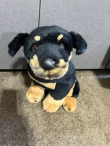 FAO Schwarz Rottweiler Plush Dog Realistic cute 15&quot; Stuffed Animal Life Like VGC - £15.44 GBP