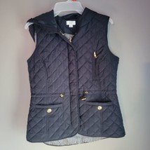 Crown &amp; Ivy Women&#39;s Hooded Quilted Puffer Vest Size Small Dark Blue - £17.90 GBP