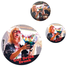 Waynes World Garth Girl Drink Drunk 3 Button Sticker Bundle Tiki Bowl Co... - £10.85 GBP