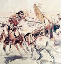 Duel To The Death Native Americans On Horses 1978 Old West Print Russell LGAD99 - £39.32 GBP