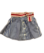 Ralph Lauren Cotton Blue Striped Skirt Girls 6X Belted Preppy - £12.65 GBP