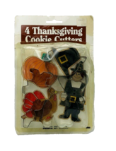 Vintage Cookie Cutters Thanksgiving Theme Turkey Pilgrim Pumpkin In Package - $15.93