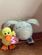 Lot of TY Yellow Plush QUACKERS &amp; Squishmallow Light Green Easter Bunny Rabbit - £7.52 GBP