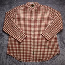 Timberland Shirt Adult L Orange Check Long Sleeve Button Up Casual Western Mens - $29.68