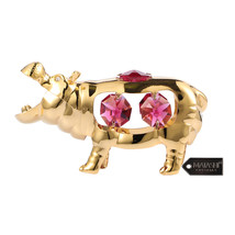 Matashi 24K GoldPlated Crystal Studded Open Mouth Hippo Ornament Gift For Friend - £17.78 GBP