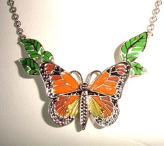 Lenox Butterfly Meadow Pendant Necklace Sterling Silver Enamel Gold Plate 16&quot;New - £43.18 GBP