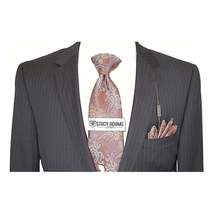 Mens Wool Cashmere Black Stripe Business Suit Giorgio Cosani Two Button 910 image 6