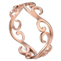 Art Nouveau Boho Ring Womens Rose Gold Color PVD Stainless Steel Bohemian Band - £10.41 GBP