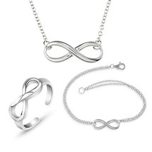Charm Fashion Infinity 8 Pendant Necklaces Ring Bracelet Collares for Women Bijo - £8.58 GBP