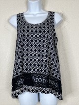 Ann Taylor LOFT Womens Size M Blue Diamond Crochet Scoop Neck Tank Sleeveless - £9.24 GBP