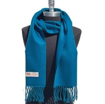 100% Cashmere Scarf Made In England Solid Teal Super Soft Unisex #1008 For Gift - £15.81 GBP