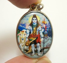 Lord Shiva Mahadev Om Nonthi pendant blessed 1980s necklace Mahadeva gre... - £25.27 GBP