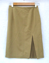 Talbots Skirt 2P 2 Petite Wool Italian Fabric Accordion Kick Pleat Camel Brown - £14.20 GBP