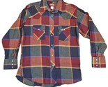 Wrangler Wrancher Flannel Shirt Men&#39;s Large Western Pearl Snap Burgundy ... - $19.75