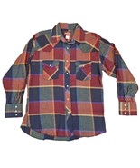 Wrangler Wrancher Flannel Shirt Men&#39;s Large Western Pearl Snap Burgundy ... - £15.87 GBP