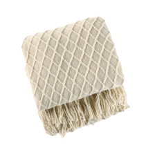 Anyhouz Beige Blanket Faux Cashmere Sofa Cover Nordic Style Knit Plaid Throw Tas - £38.15 GBP