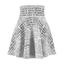 Newspaper Print Skater Skirt  - Mini Skirt - White Skirt - Skirts for Women - $953.39 MXN
