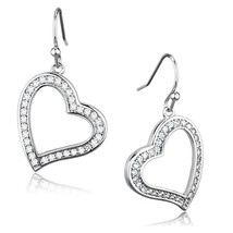 Women's Hollow Heart Pave Simulated Diamond Stainless Dangle Fashion Earring - £56.27 GBP