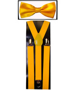 YELLOW SUSPENDERS and BOW TIE COMBO SET Unisex Adjustable Suspender Bowtie - £6.68 GBP