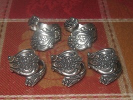 Wholesale Lot 5 Vintage Style Adjustable Rose Silver Spoon Ring Sizes 5-10 - £30.50 GBP