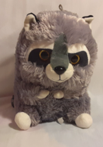 Stuffed Animal Grey Body Racoon Plush Toy Super Soft 9 inch Has Loop Hanger VG - £7.52 GBP