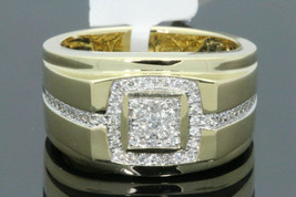 2CT Men&#39;s 14K Yellow Gold Over Round Cut Diamond Lab Created Wedding Pinky Band - £188.47 GBP