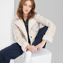 Women&#39;s Faux Shearling Jacket - Wild Fable Off-White XS - £15.71 GBP