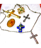 Religious vintage jewelry lot~Vtg. Crystal Brooch - $32.58 CAD