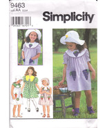 Simplicity Pattern 9463 Girls Dress W/Yoke, Hat Zipper 4 Styles Sizes 2,... - £3.89 GBP