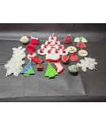 Vintage HAND CRAFTED Cloth Knit Crochet Sewn Christmas Ornaments - Lot O... - $10.98
