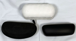 3 Oakley Hard Cases EyeGlass Sunglass Black Zippered Clamshell White Sport - £29.24 GBP