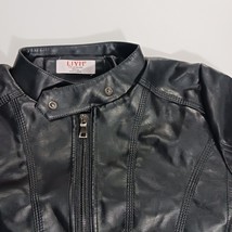 LJYH Jacket Women's Faux Leather Pleated Elbow T11-12 Black Full Zip Pockets image 5