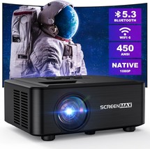 Projector With Wifi And Bluetooth, Native 1080P Resolution, 2024 X 450 Ansi - £143.20 GBP