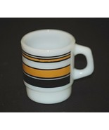 Old Vintage Black &amp; Gold Stripes Milk White Coffee Cup Mug Anchor Hockin... - $14.84