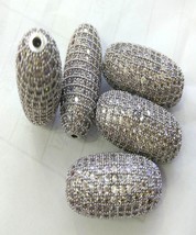 4pcs  CZ Micro Pave  rice egg 3D 15x25mm Link Connector Beads, Cubic Zirconia Sp - $34.50