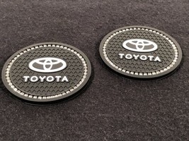 TOYOTA Emblem Logo Black Bling Design Custom Rubber Car Coasters Set (2) - £15.56 GBP