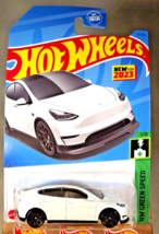 2023 Hot Wheels #37 HW Green Speed 1/10 TESLA MODEL Y White w/Black 10 Spokes - £7.23 GBP