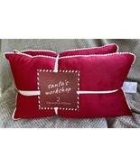 Red Velvet Christmas Pillows (2) Holiday Decorative Santa’s Workshop 24x... - $26.99