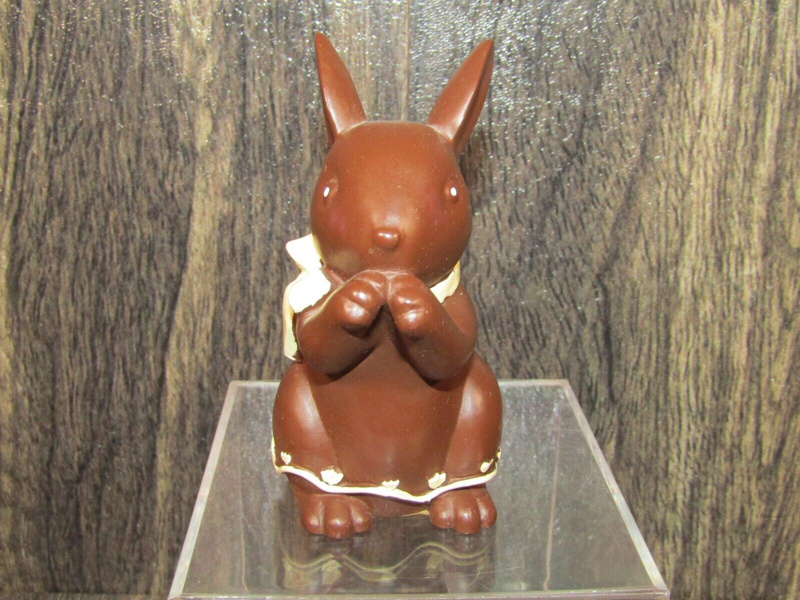 Primary image for Chocolate Brown Easter Rabbit Figurine 4” Resin Decor Yellow Bow Collectible