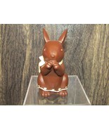 Chocolate Brown Easter Rabbit Figurine 4” Resin Decor Yellow Bow Collect... - $14.84