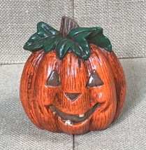 Handmade Ceramic Jack O Lantern Pumpkin Figurine Spooky Halloween Harvest Fall - £9.39 GBP