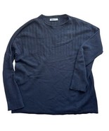 Gentle Herd Sweater Black 100% Wool Boat Neck Eyelet Lightweight L Women - $49.08 CAD