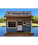 VTG Wind Up Musical 1ST NATIONAL BANK with hinged roof Handmade RARE EXC... - $74.76