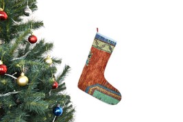 Kilim Christmas Stocking Vintage Rug Stocking Ethnic Decorative Xmas Socks S983 - $15.71